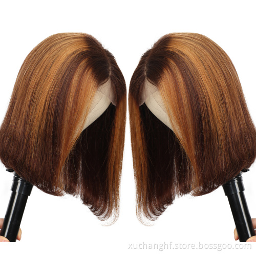 Factory Cheap Short Stretch Human Natural Hair Wigs 13x6 Lace Front Color Bob Wig For Black Women perruques naturelles courtes